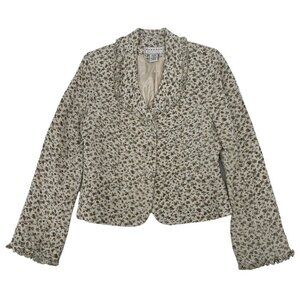 BARRAZA Women’s Size 8 Ditsy Floral Prairie Peasant Flax Blazer cottagecore